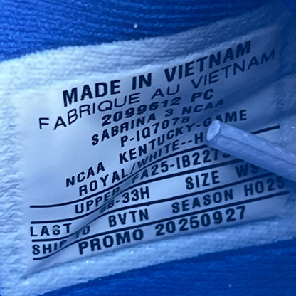 Size 11.5 - Nike Sabrina 3 PE "Kentucky"
